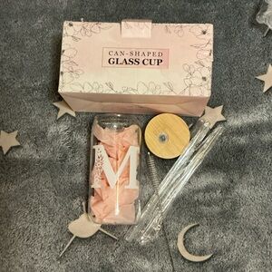 Pink Can-Shaped Glass Cup Set